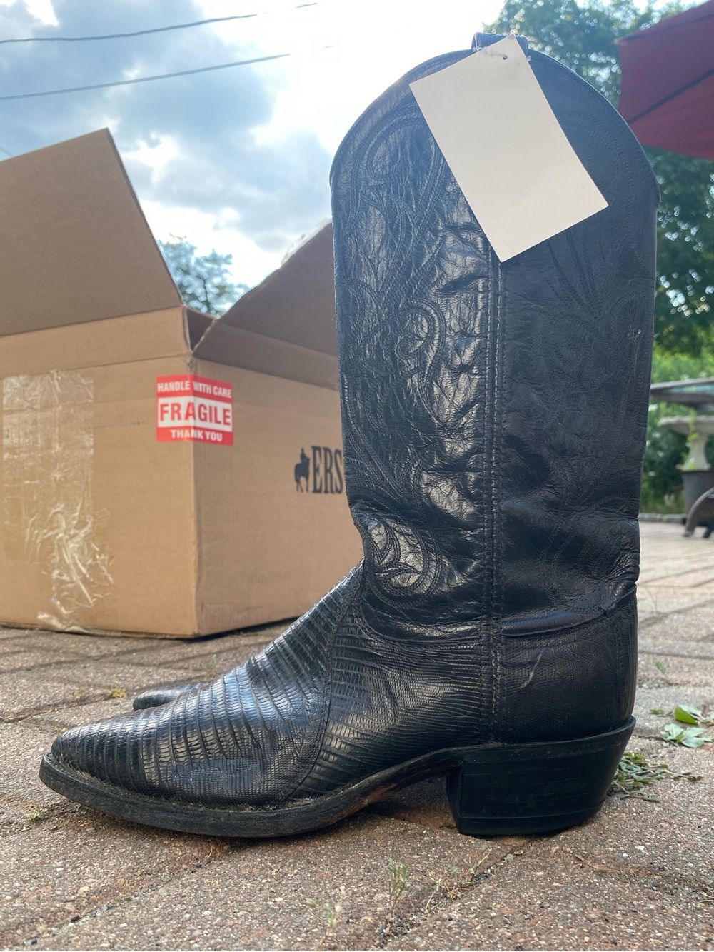 Black Dan Post Western Men’s Cowboy Boots - Pointed Toe - Picture 4 of 7